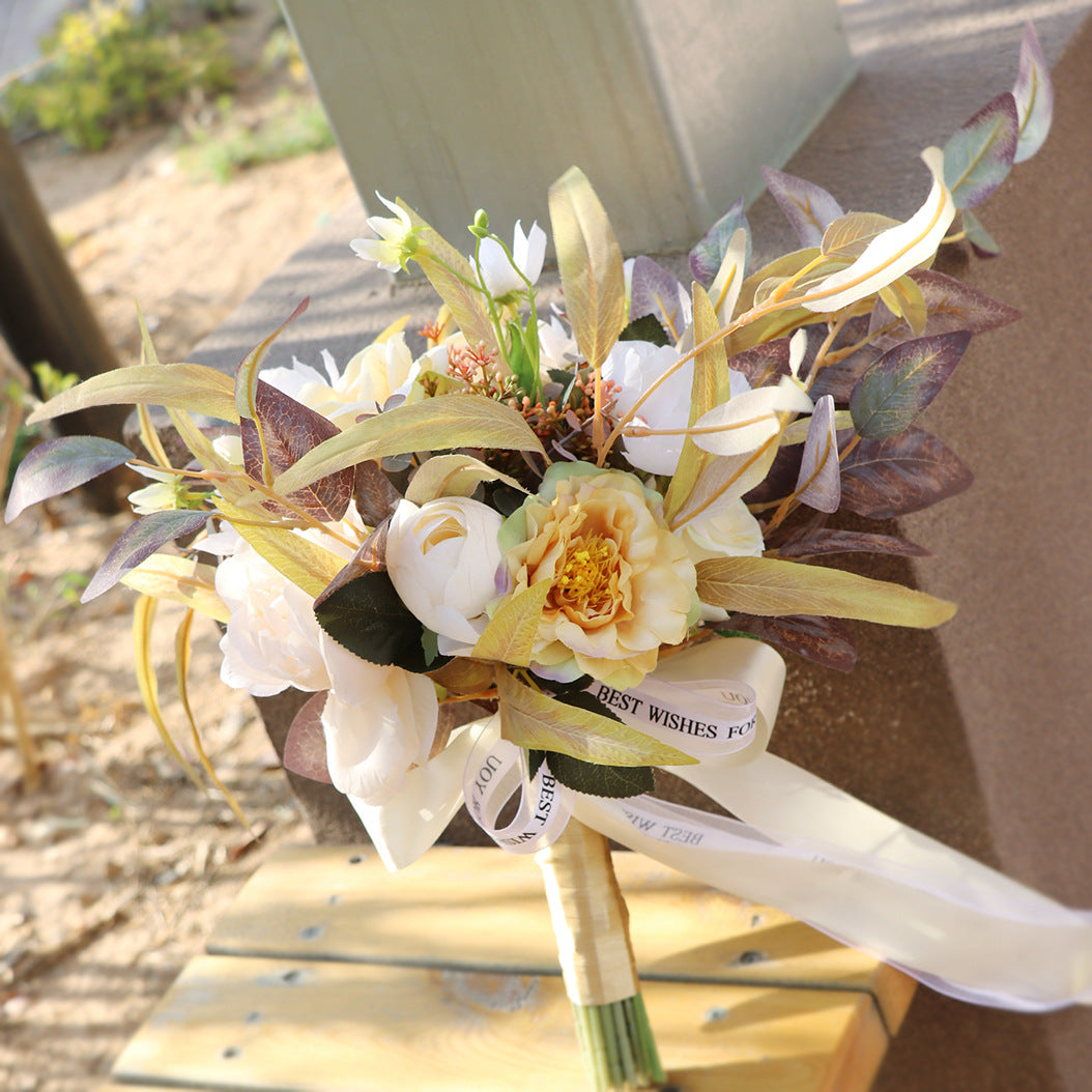 Free Form Bridal Bouquet in Cream Khaki