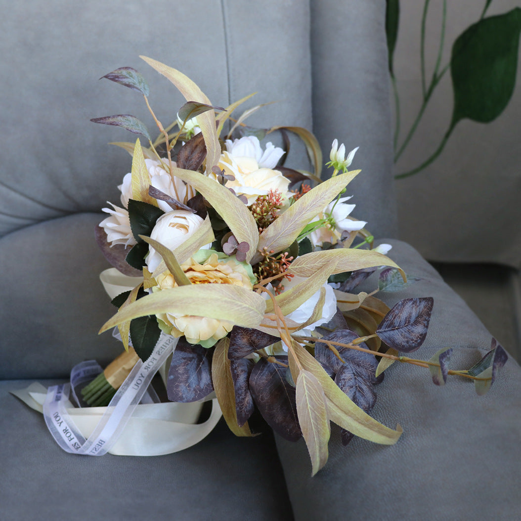 Free Form Bridal Bouquet in Cream Khaki