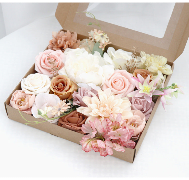 Flower Box Colorful Silk Flower for Wedding Party Decor Proposal