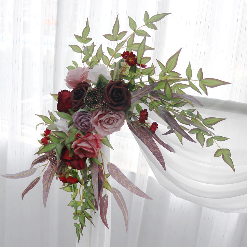 Wedding Arch Flowers Decor with Bean Paste Claret