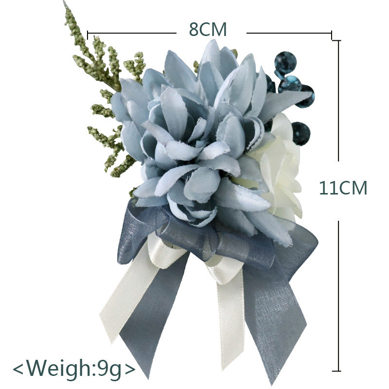 Wrist Flowers Blue for Wedding Party Proposal Decor
