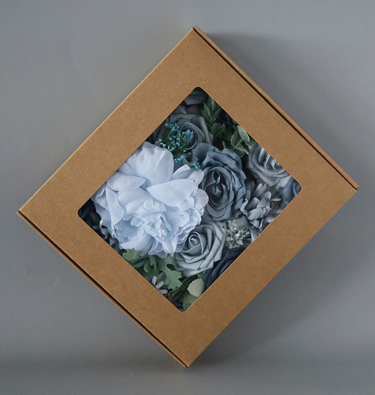 Flower Box Mixed Blue Silk Flower for Wedding Party Decor Proposal - KetieStory