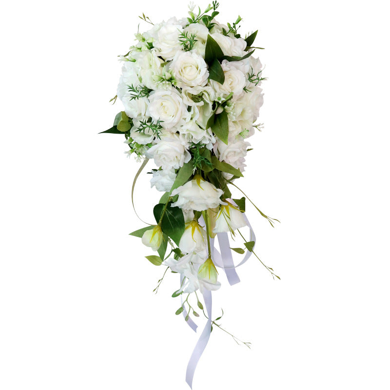 Cascade Bridal Bouquet in White for Wedding Party Proposal