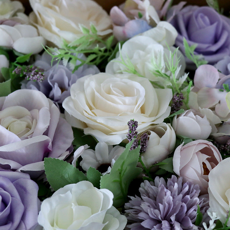 Flower Box Purple White Silk Flower for Wedding Party Decor Proposal