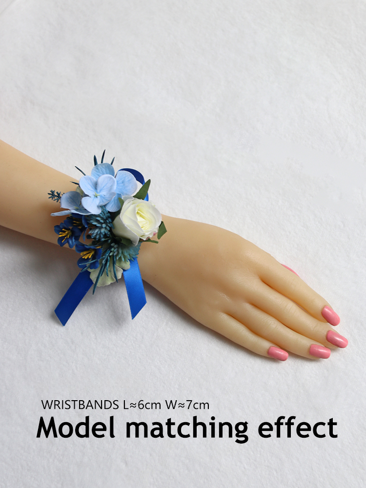 Wrist Flower Corsages Blue White Series for Wedding Party Proposal Decor - KetieStory