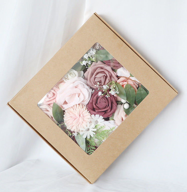 Flower Box Pink Purple Silk Flower for Wedding Party Decor Proposal