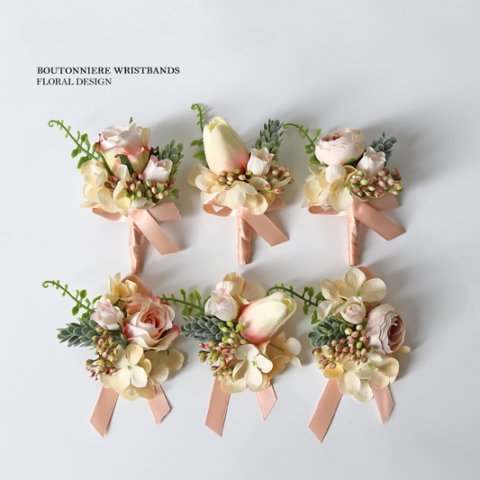Wrist Flower Corsages Champagne Series for Wedding Party Proposal Decor - KetieStory