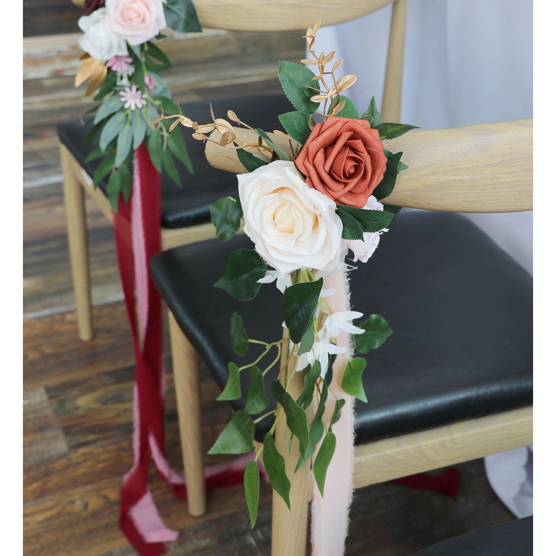 Red & White Chair Flowers for Wedding Party Decor