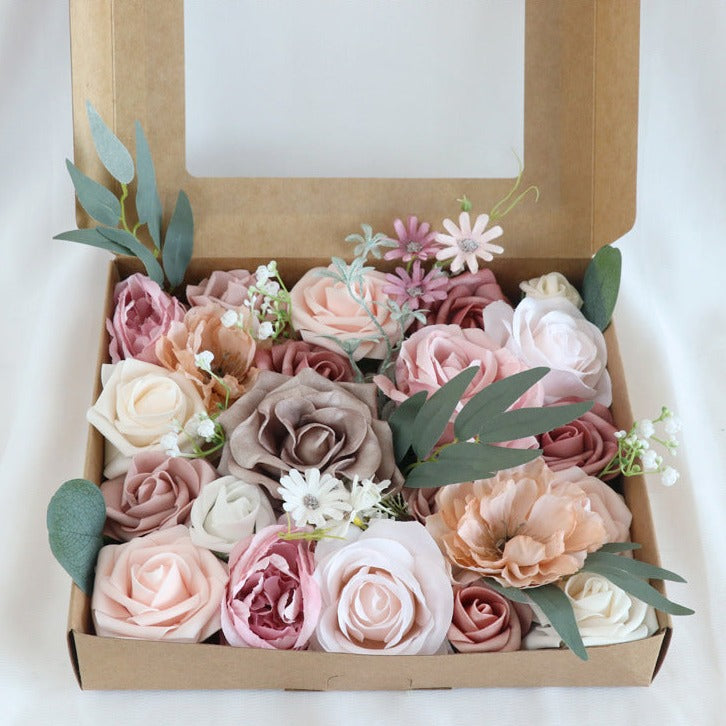 Flower Box Pink Champagne Silk Flower for Wedding Party Decor Proposal