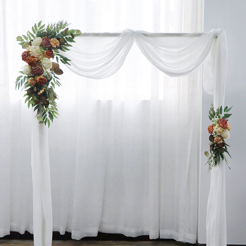 Wedding Arch Flowers Decor with Champagne Orange Burnt Roses