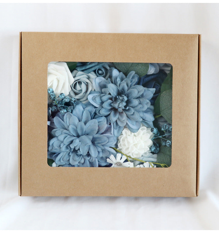 Flower Box Blue Silk Flower for Wedding Party Decor Proposal