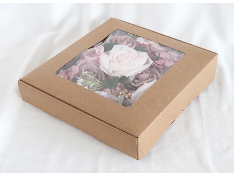 Purple Pink Roses Flower Box Silk Flower for Wedding Party Decor Proposal