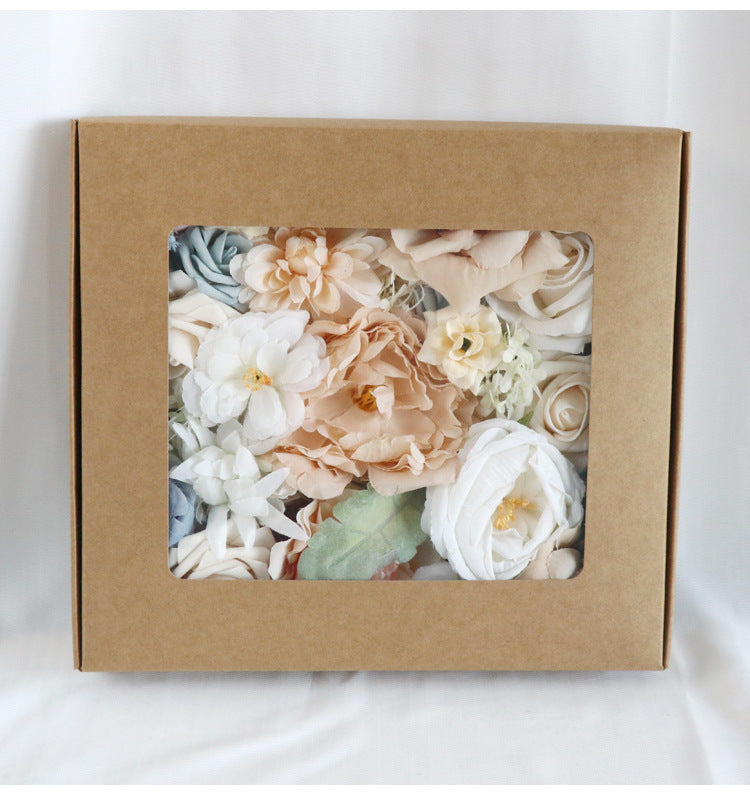 Champagne White Roses Flower Box Silk Flower for Wedding Party Decor Proposal