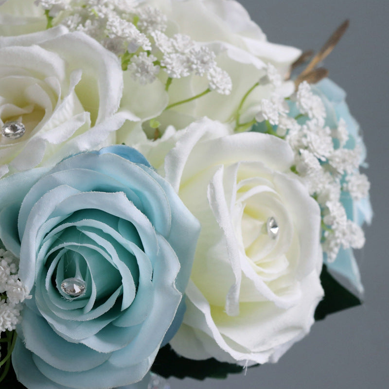 Bridal Bouquet in Mixed White Blue for Wedding Party Proposal