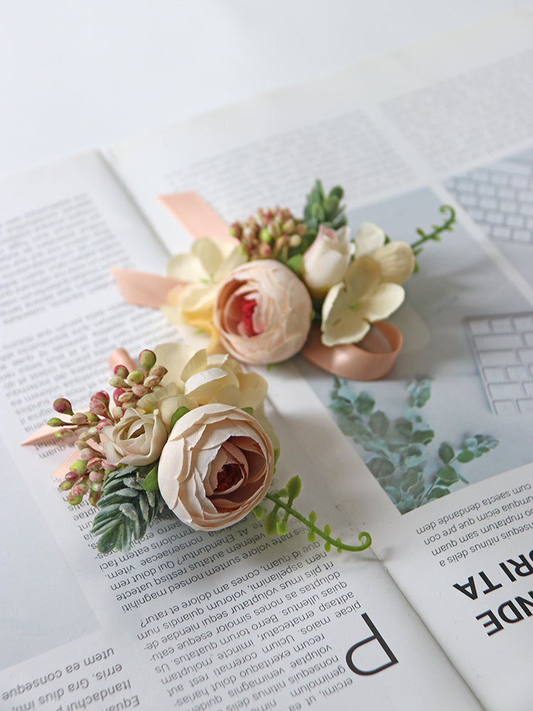 Champagne Powder Wrist Corsages - 6 styles