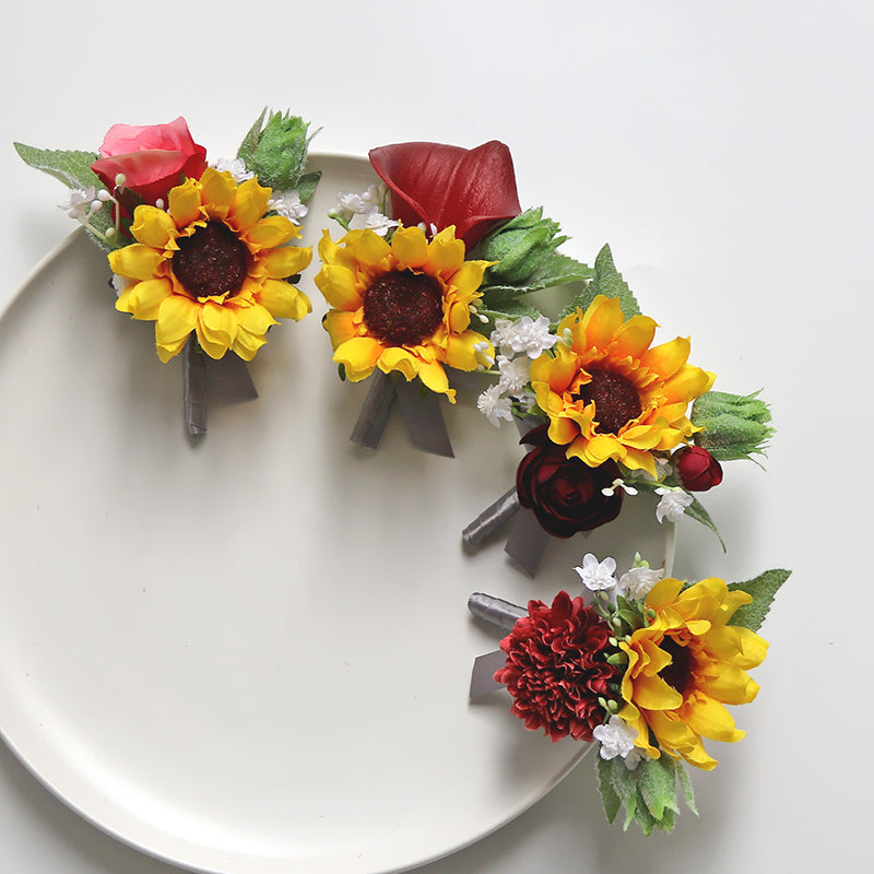 Corsage Sunflower Series for Wedding Party Proposal Decor