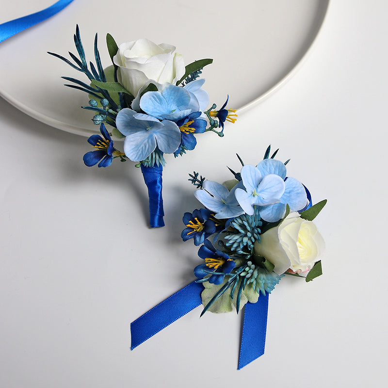 Calla Lily Blue and White Wrist Corsages - 7 styles