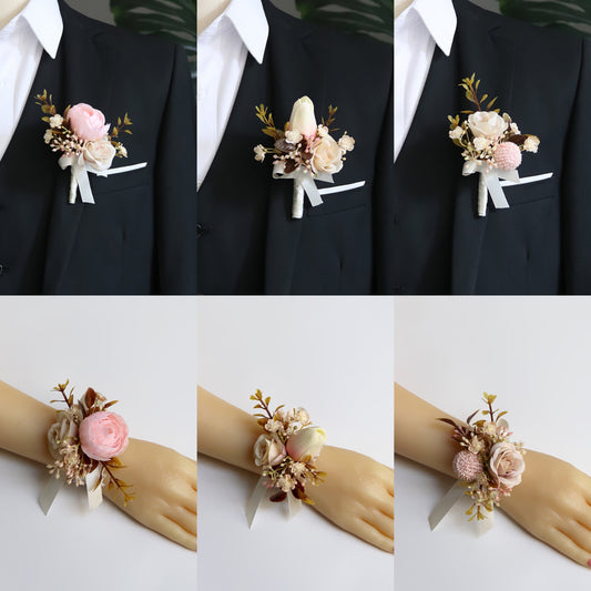 Wrist Flower Corsages Brown Series for Wedding Party Proposal Decor - KetieStory