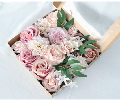 Flower Box Champagne Pink Roses Silk Flower for Wedding Party Decor Proposal - KetieStory