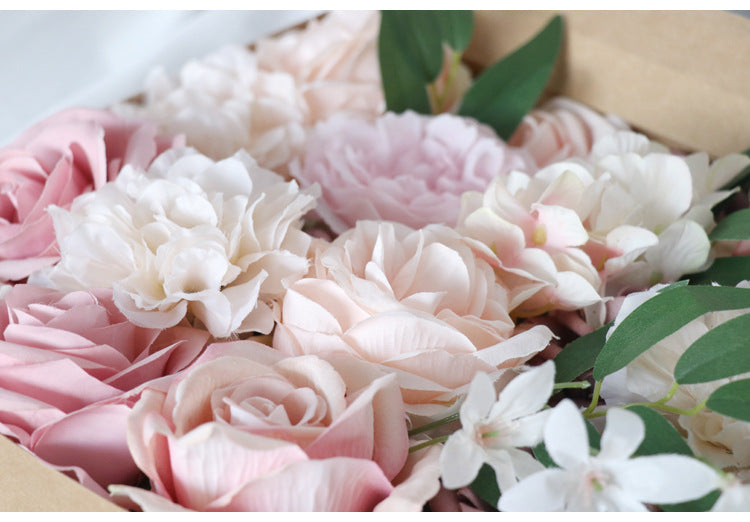 Flower Box Champagne Pink Roses Silk Flower for Wedding Party Decor Proposal - KetieStory