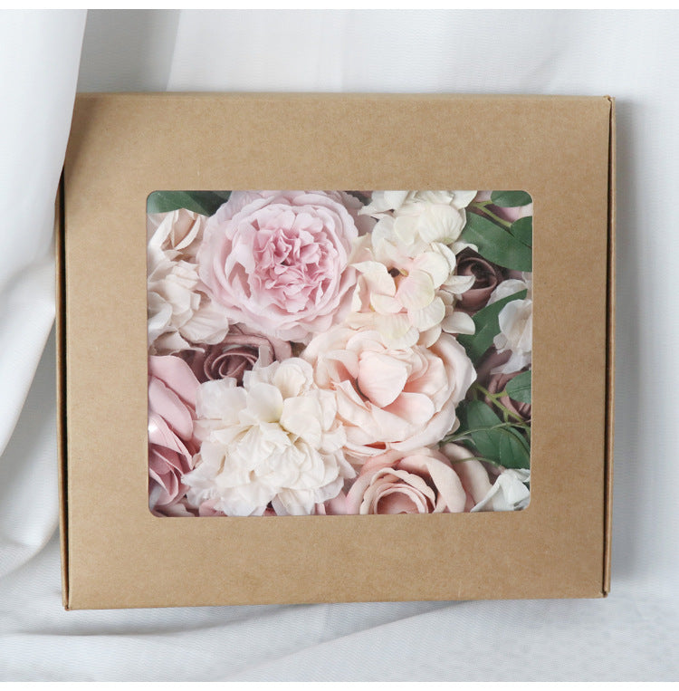 Flower Box Champagne Pink Roses Silk Flower for Wedding Party Decor Proposal - KetieStory