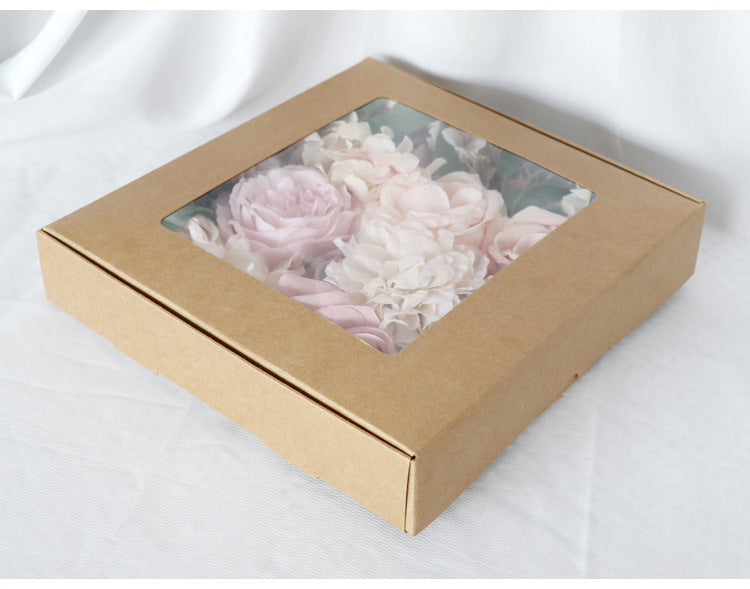 Flower Box Champagne Pink Roses Silk Flower for Wedding Party Decor Proposal