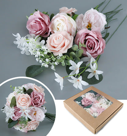 Flower Box Champagne Pink Roses Silk Flower for Wedding Party Decor Proposal - KetieStory