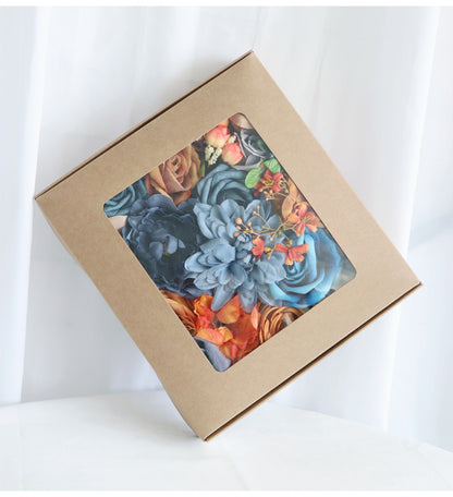 Blue Orange Roses Flower Box Silk Flower for Wedding Party Decor Proposal - KetieStory