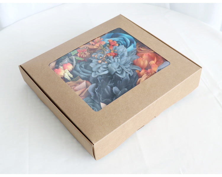 Blue Orange Roses Flower Box Silk Flower for Wedding Party Decor Proposal - KetieStory