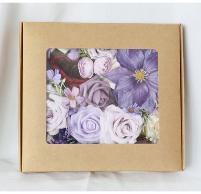 Flower Box Purple Roses Silk Flower for Wedding Party Decor Proposal - KetieStory