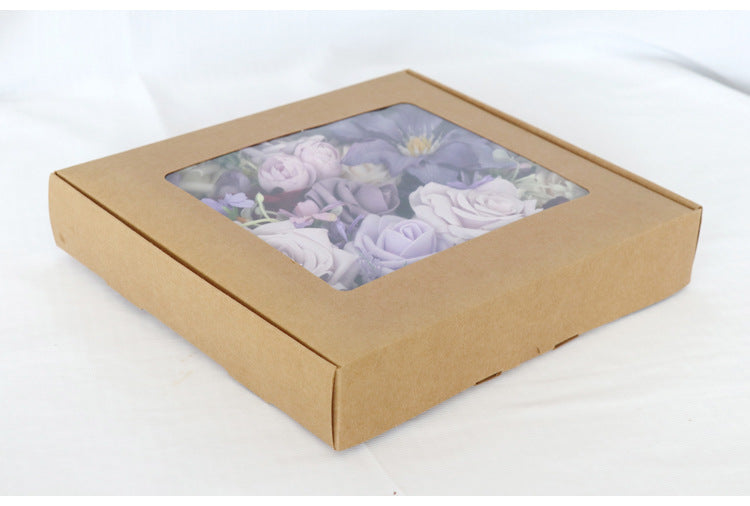 Flower Box Purple Roses Silk Flower for Wedding Party Decor Proposal