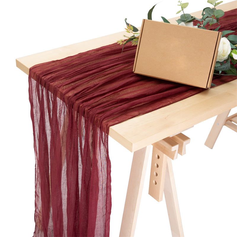 Tablecloths and Linens with Claret Curtains for Weeding Parties Ceremony Photography Banquet Event Party