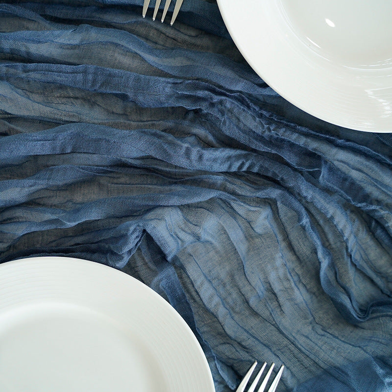 Tablecloths and Linens with Dark Denim Curtains for Weeding Parties Ceremony Photography Banquet Event Party