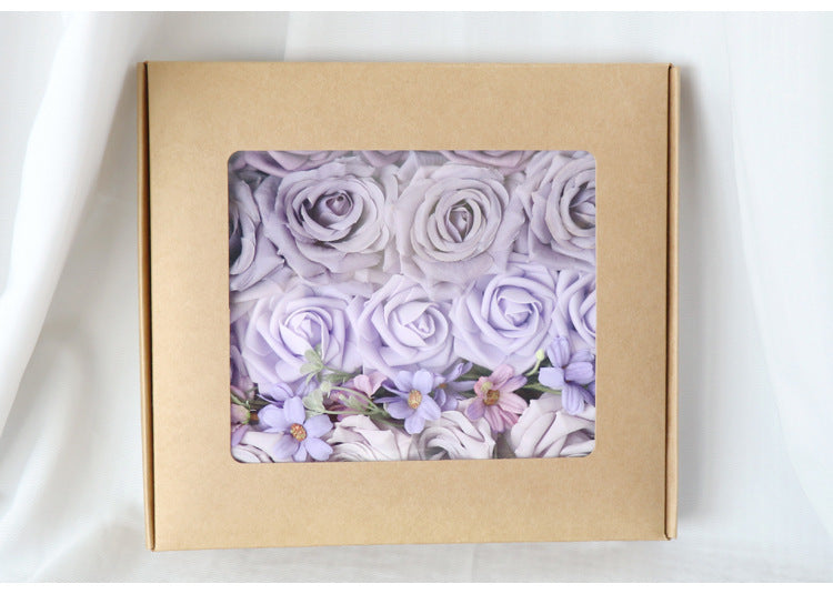 Purple Roses Flower Box Silk Flower for Wedding Party Decor Proposal