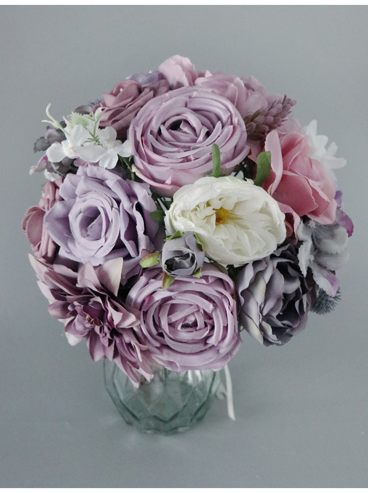 Purple Flower Box Silk Flower for Wedding Party Decor Proposal