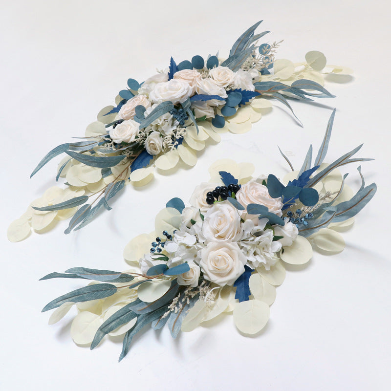 Champagne Blue Flower Set for Wedding Party Decor