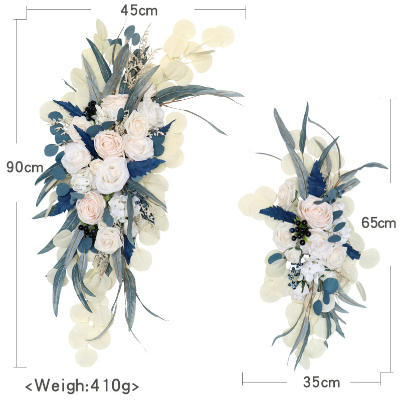 Champagne Blue Flower Set for Wedding Party Decor