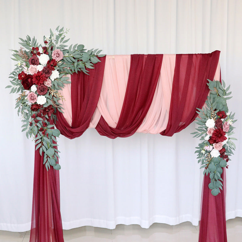 Wedding Arch Flowers Decor with Claret lotus root pink - KetieStory