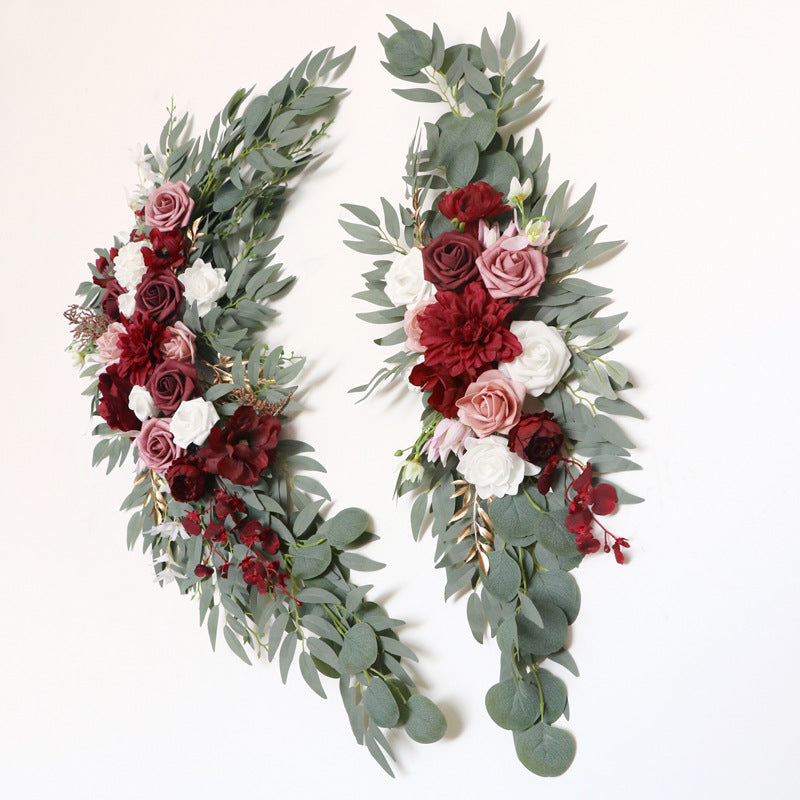 Wedding Arch Flowers Decor with Claret lotus root pink