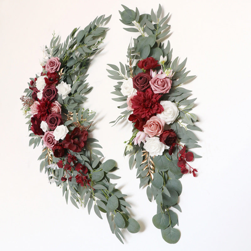 Wedding Arch Flowers Decor with Claret lotus root pink - KetieStory