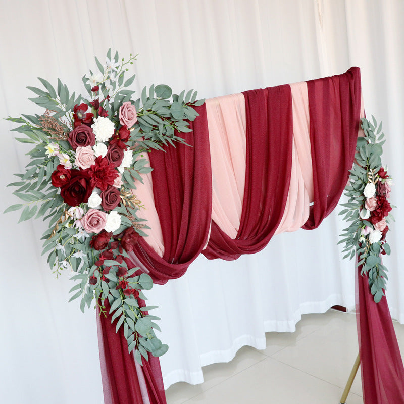 Wedding Arch Flowers Decor with Claret lotus root pink - KetieStory