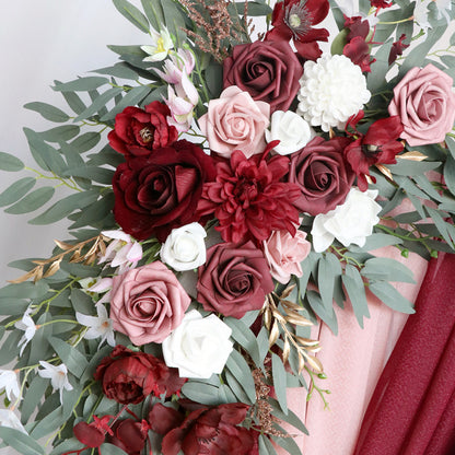 Wedding Arch Flowers Decor with Claret lotus root pink - KetieStory