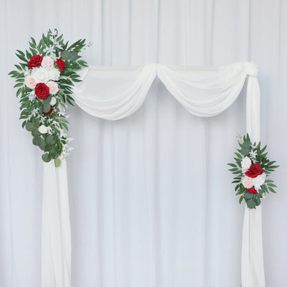 Wedding Arch Flowers Decor with Red Pink Roses - KetieStory