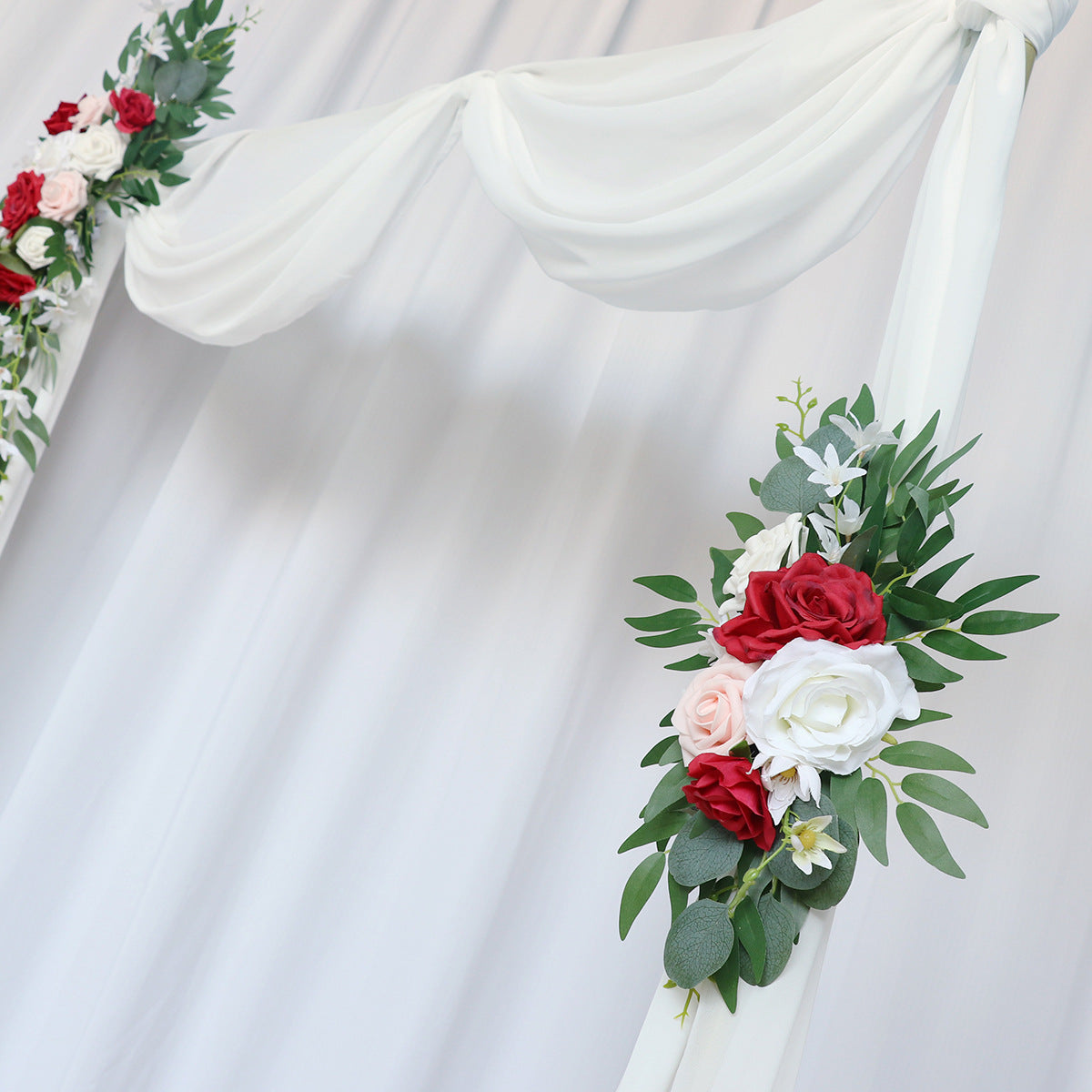 Wedding Arch Flowers Decor with Red Pink Roses - KetieStory