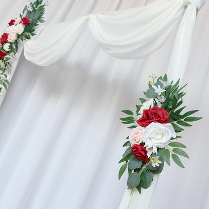 Wedding Arch Flowers Decor with Red Pink Roses - KetieStory