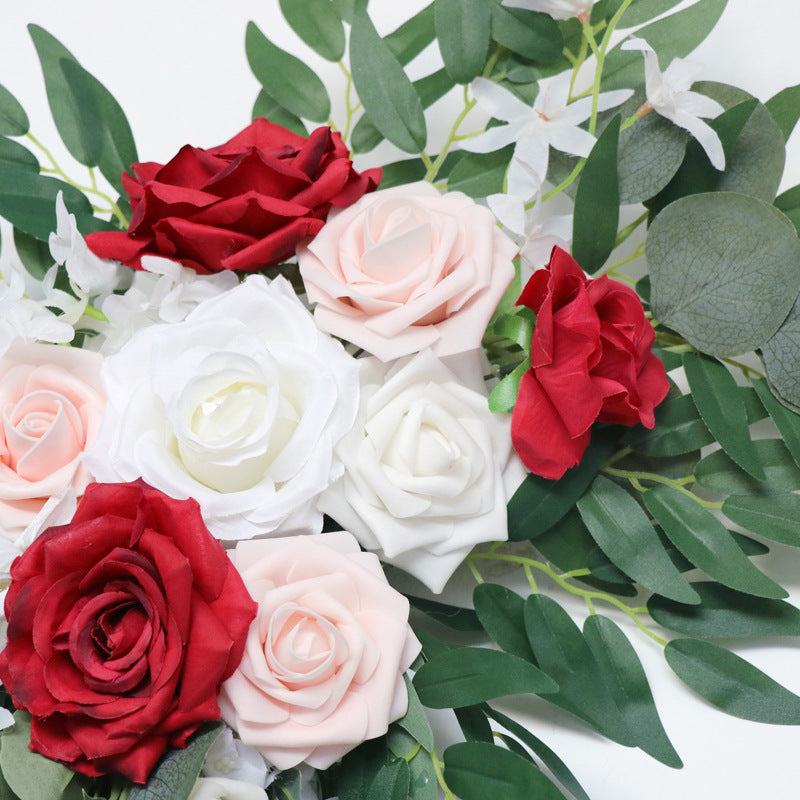 Wedding Arch Flowers Decor with Red Pink Roses - KetieStory