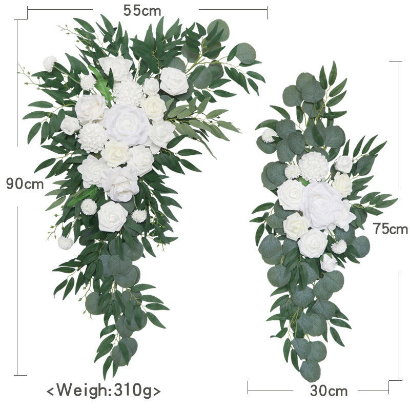 White & Green Arch Flowers for Wedding Party Decor - KetieStory