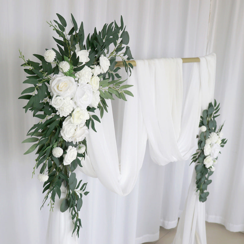 White & Green Arch Flowers for Wedding Party Decor