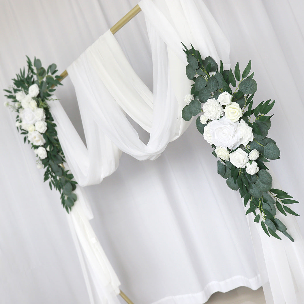 White & Green Arch Flowers for Wedding Party Decor - KetieStory