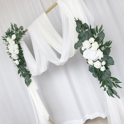 White & Green Arch Flowers for Wedding Party Decor - KetieStory